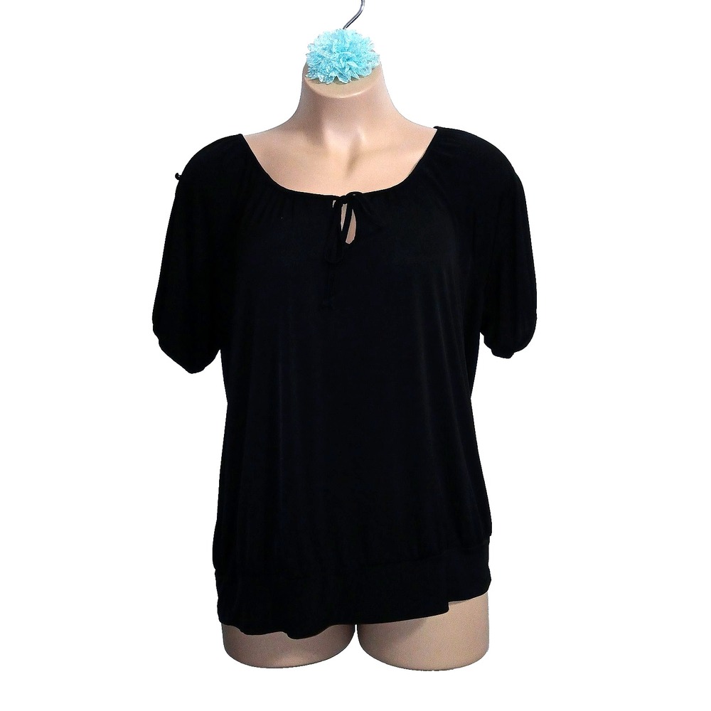 Venezia Women Top 18 20 2X Black Split Sleeve Minimalist Capsule Wardrobe Solid